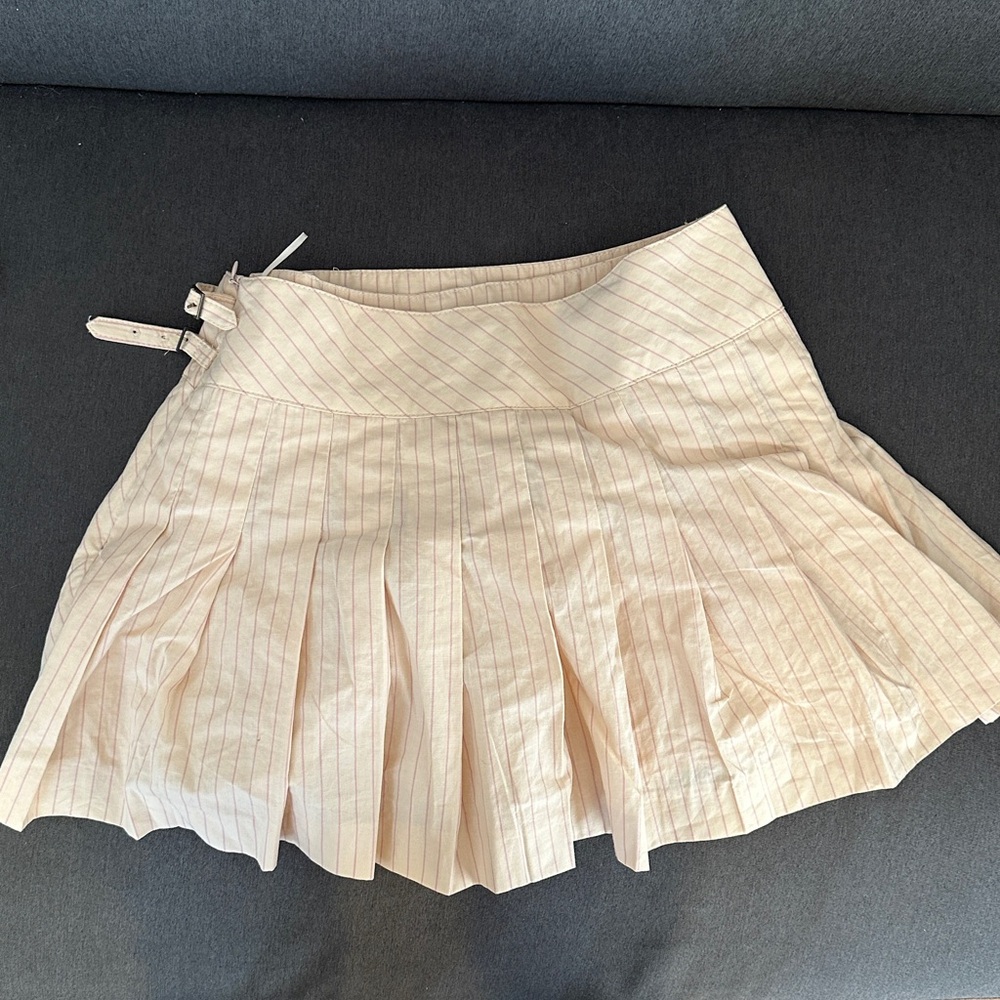 Zara Cream Striped A-Line Skort - Picture 3 of 4